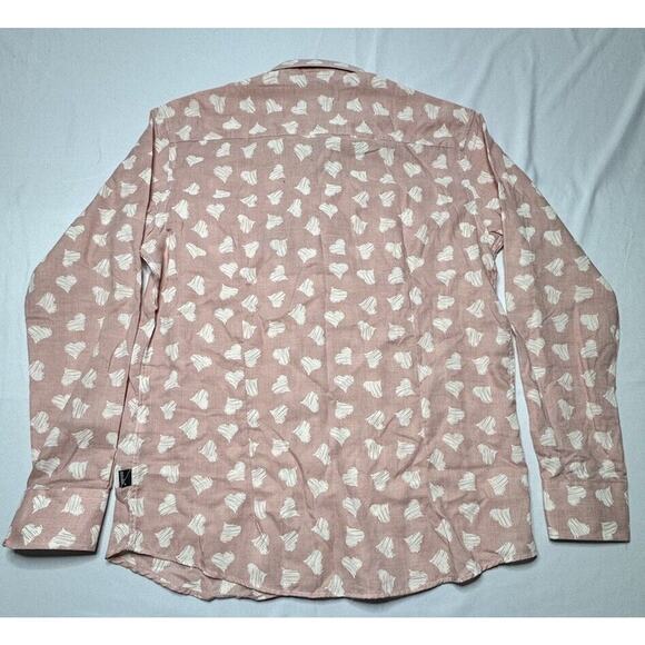 NWT Barabas Men's LS Pink White Heart Print Button Up Dress Shirt - Size L - Picture 2 of 6